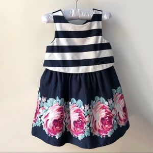 Janie and Jack | floral rose navy striped dress